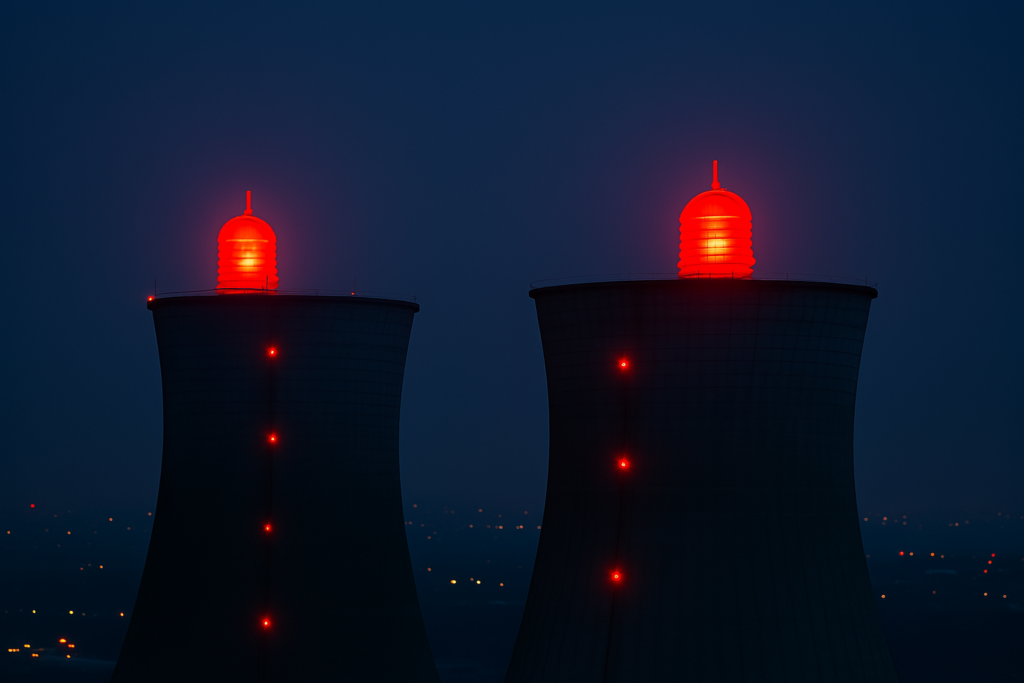 Aviation obstruction lights for chimneys and cooling towers