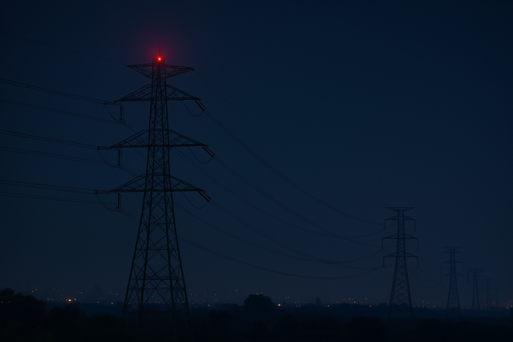 Aviation obstruction lights for high-voltage transmission towers